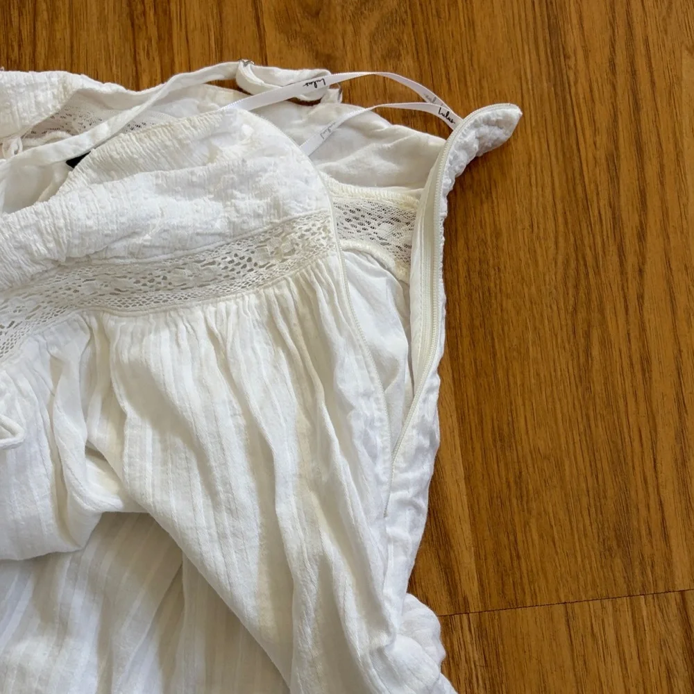 Lulu's Dress with Lace Bodice White Size Small S - Picture 6 of 7